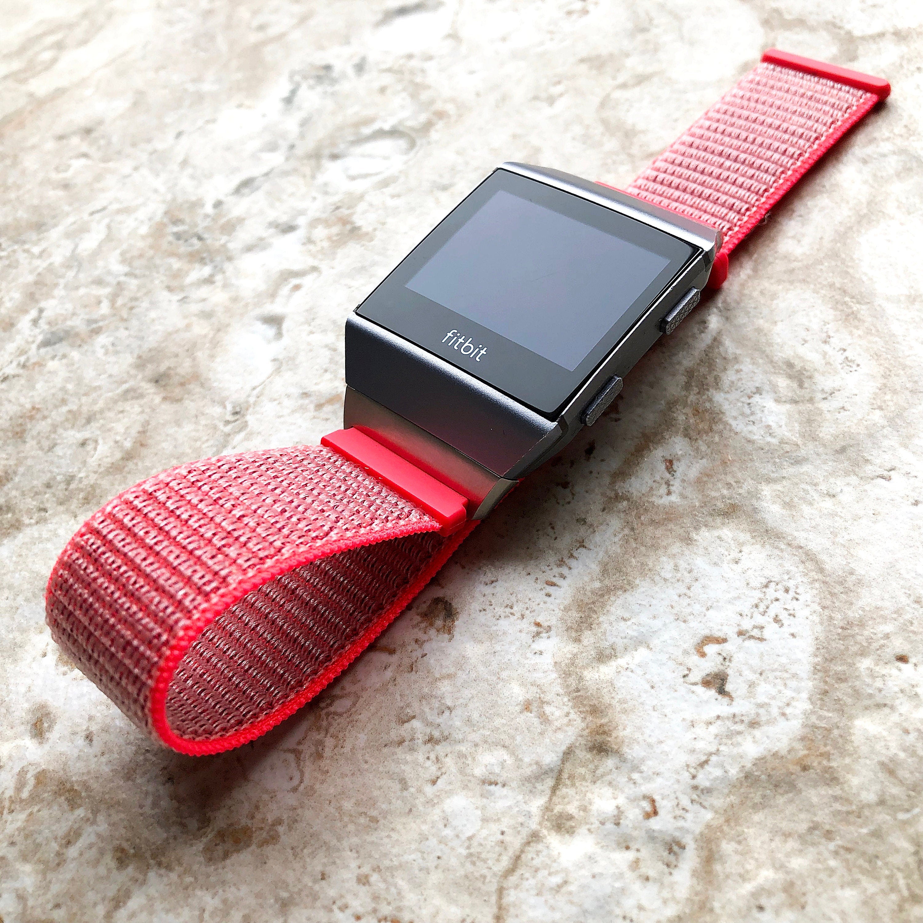 Fitbit Ionic Hot Pink Sports Loop n Hook Band Strap for Watch Band Strap Adjustable with Quick Release Adapters Silver Rose Gold Black